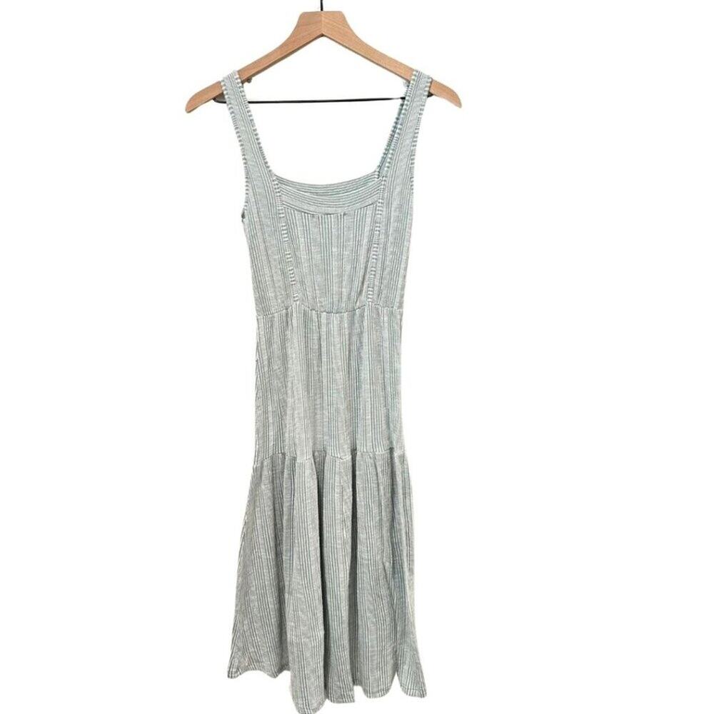 Caution to the Wind Square Neck Dress Green White Small - Picture 5 of 7